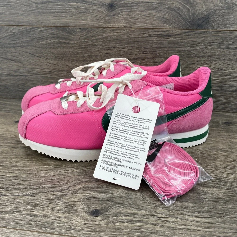 Nike Cortez Sneakers Womens 10 Pink Green Retro Nylon Suede IH2361-600